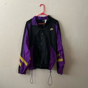 90’s Vintage Nike Black and Purple Bomber Jacket
